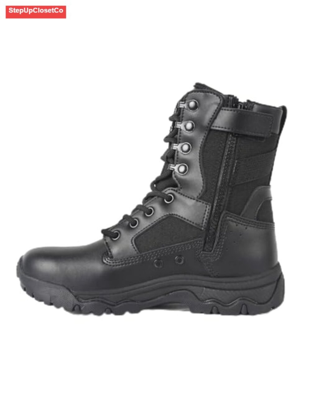 Women's Tactical Combat Boots 8-Inch Side Zip Lightweight Motorcycle Work Boots